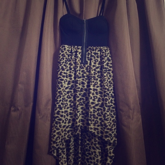 Waterfall cheetah print dress