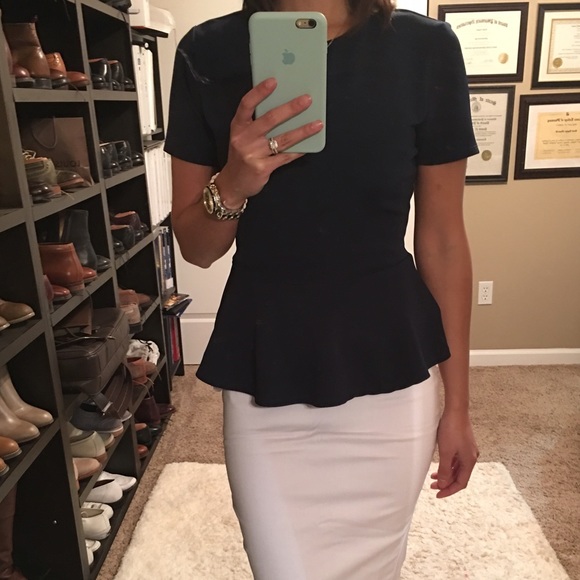 Navy Blue Peplum Top