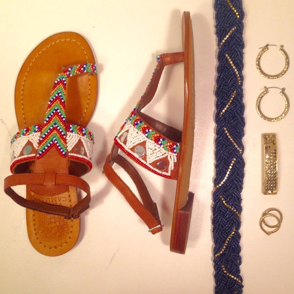 Vince Camuto Shoes - Vince Camuto Malda-Walnut Beaded Sandals: NWT