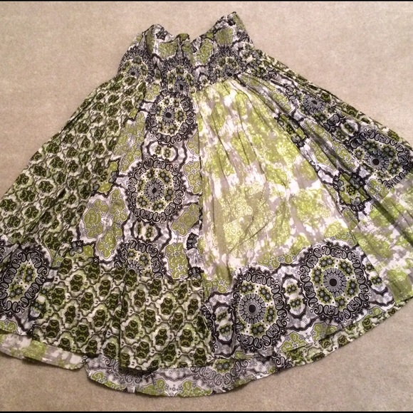 Aviya Black, Green & White Skirt
