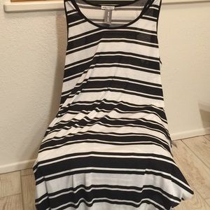 White and black striped maxi dress