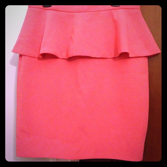 Coral peplum skirt