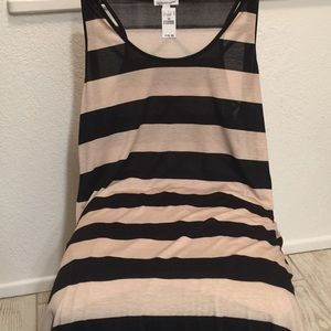 White and tan striped maxi dress