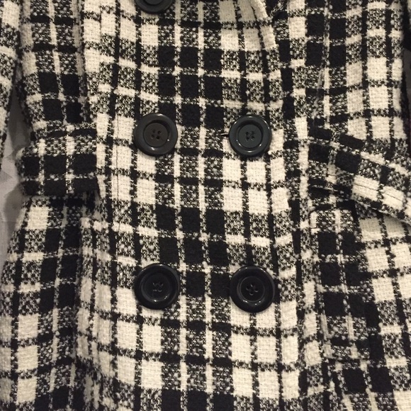 Plaid b&w Pea Coat - Picture 2 of 4