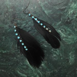 Black Feathered Earings