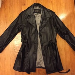 Wilsons Leather Black Trench Coat