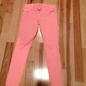 Express - coral colored skinny jeans