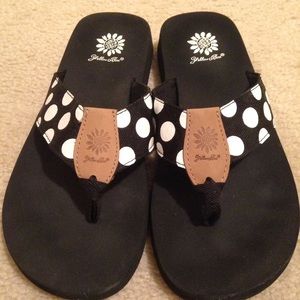 Yellow Box Polka Dot Flip Flops