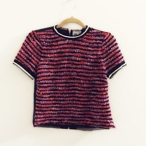 ASOS Unique Stripe Front, Net Black Blouse