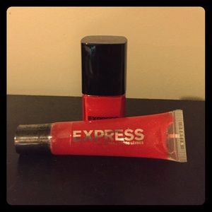 Red Lip Gloss and Matching Nail Polish