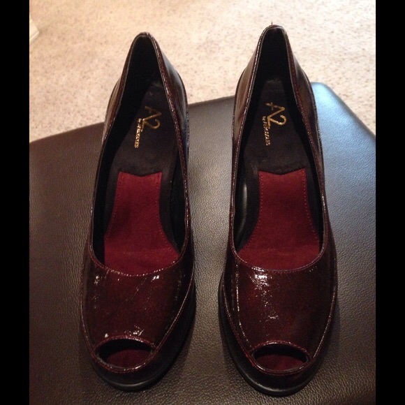 Burgundy Peep Toe Heels