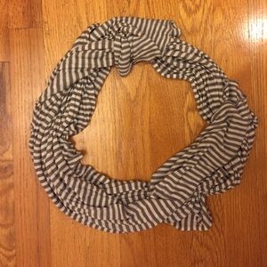 Gray and White Striped Scarf