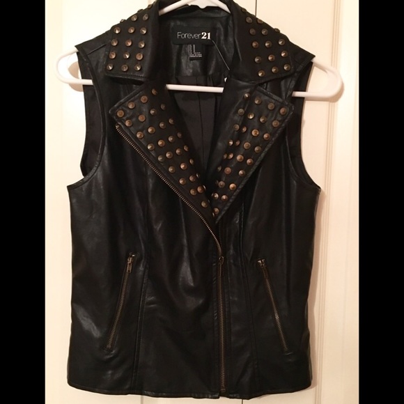NWT Asymmetrical Studded Leather Vest