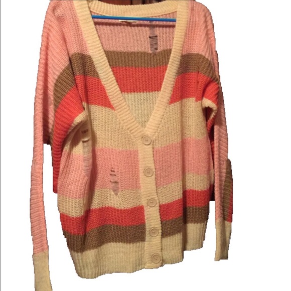 NWOT - Stripped Pink, Orange White, Brown Sweater