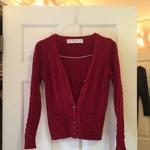 Dark red knit Zara cardigan