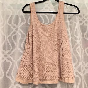 Tan Mesh Tank Top