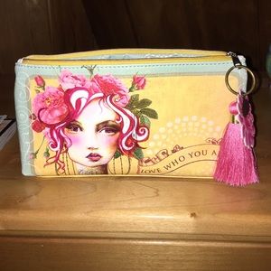 Papaya rose small accessory pouch