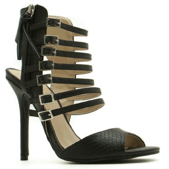 SOLD❌❌BLACK PEEP TOE  STRAP UPS HEELS - 7.5..NEW! - Picture 3 of 8