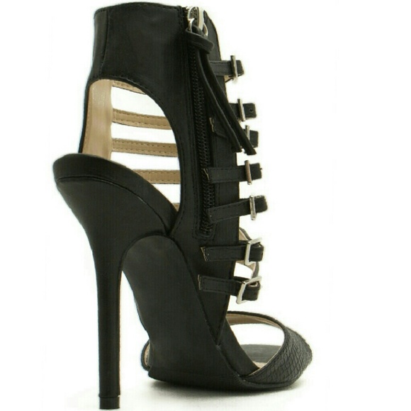 SOLD❌❌BLACK PEEP TOE  STRAP UPS HEELS - 7.5..NEW! - Picture 4 of 8