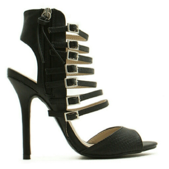 SOLD❌❌BLACK PEEP TOE  STRAP UPS HEELS - 7.5..NEW! - Picture 5 of 8