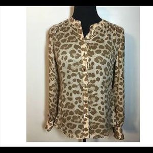 Banana Republic Leopard Chiffon Long Sleeve