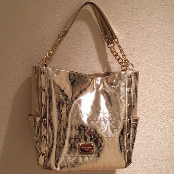 Michael Kors Handbags - Michael Kors Delancy Large Gold Tote