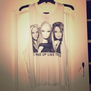 "I Woke Up Like This" Barbie cutoff tank