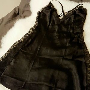 VS satin and lace low-back slip