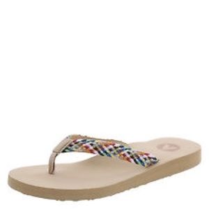 AIRWALK flip flops, in brown with rainbow tops