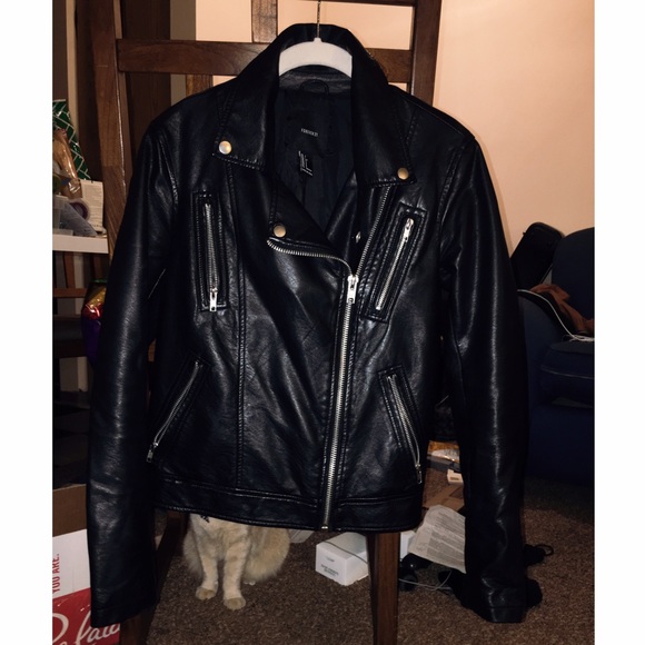 Forever 21 black patent leather jacket