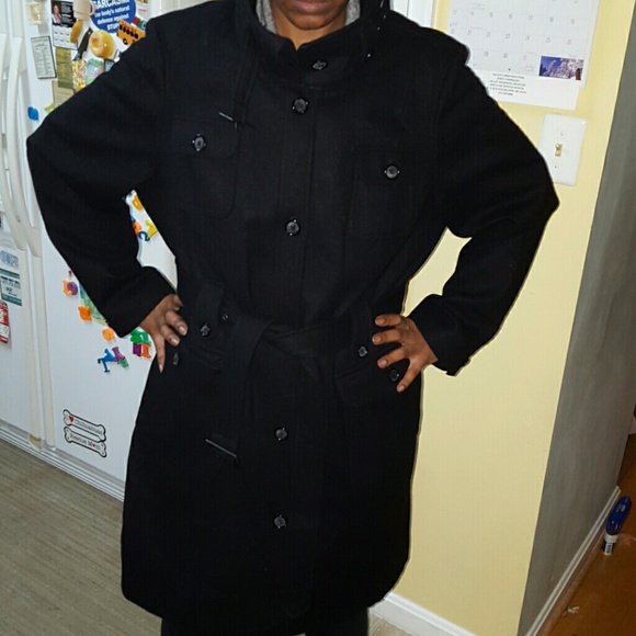 Black 3 Quarter Military Style Coat