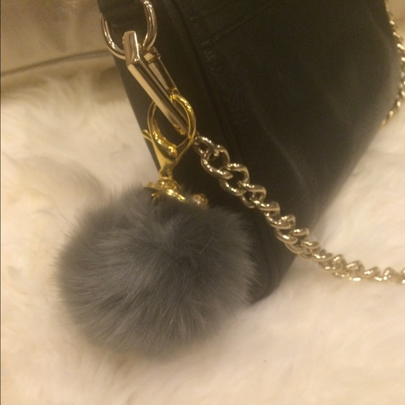 Rabbit Fur Pom Pom key chain!