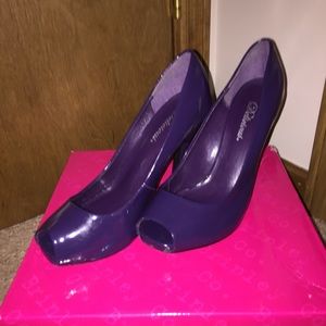 DELICIOUS - purple peep toe heels