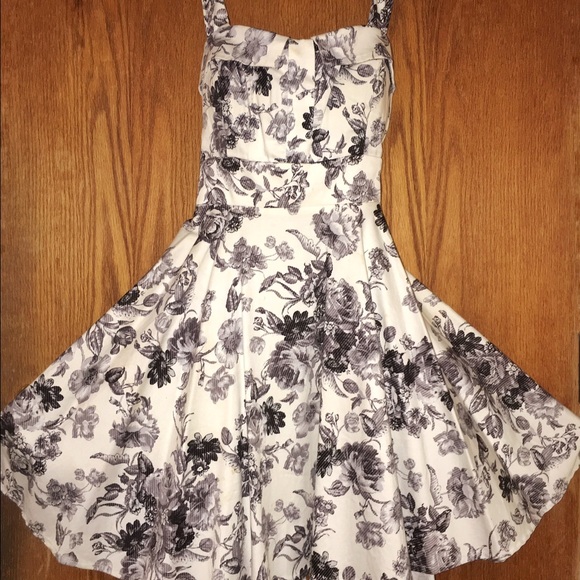 Ixia Pinup Style black and white rose print dress