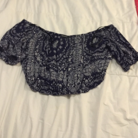 Blue Scrunch Crop Top