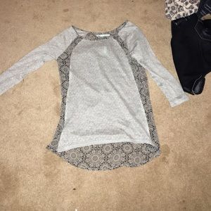 Three quarter length sleeve, sheer floral back