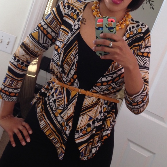 Multi-colored cascade open cardigan