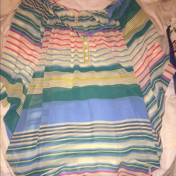 Stripe sheer tunic, button detail on top and back! - Picture 1 of 3