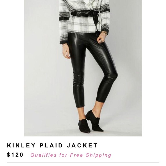 BB Dakota Plaid Black and White Wool Coat - Picture 4 of 4