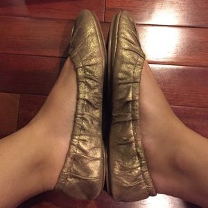 Tarnished gold ballet flats