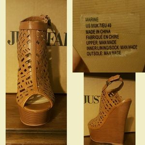 Worn once, open-toed wedges