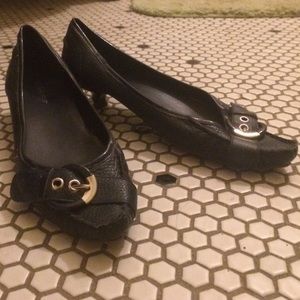 Navy BCBGirls kitten heel with buckle