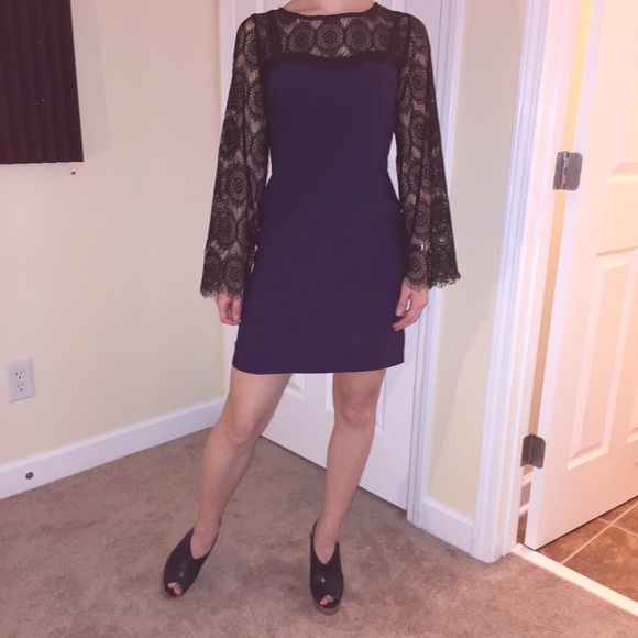 Navy and Black Crochet Dress