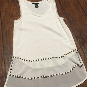 white sheer studded tank