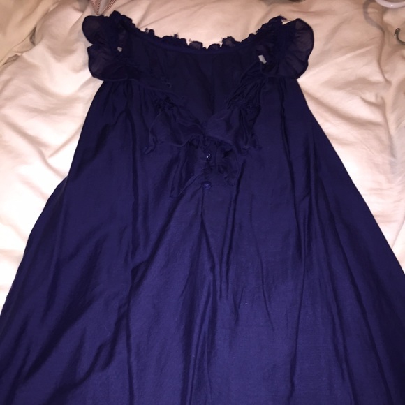 J.Crew navy ruffle flow top