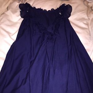 J.Crew navy ruffle flow top