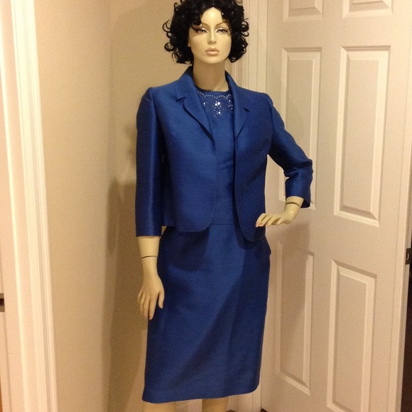 3 Piece 1950's vintage blue rhinestone dress suit