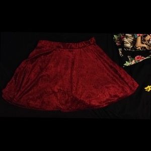 Red velvet skater skirt