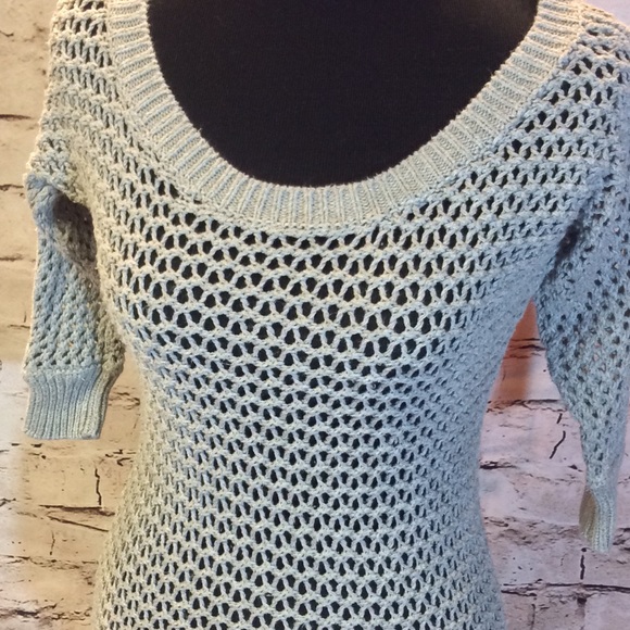 SOLD HOLLISTER HEATHER GRAY OPEN KNIT SWEATER - Picture 2 of 3