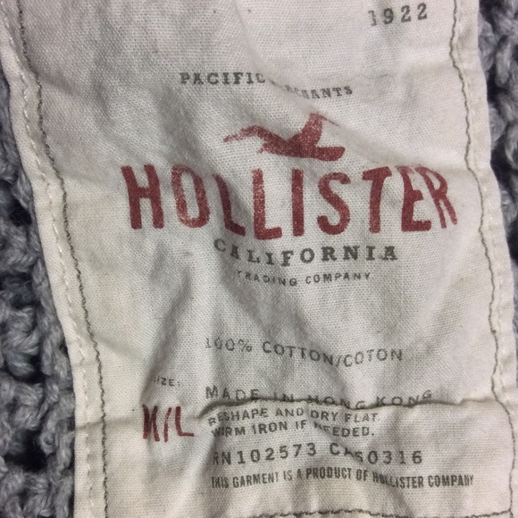 SOLD HOLLISTER HEATHER GRAY OPEN KNIT SWEATER - Picture 3 of 3